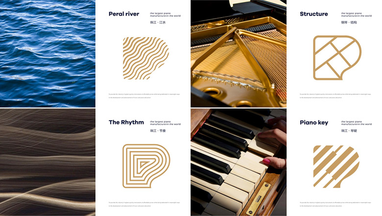 珠江钢琴标志，珠江钢琴LOGO，钢琴品牌设计，全球最大钢琴制造商