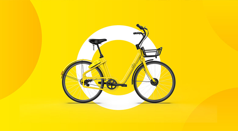 ofo小黄车单车LOGO，ofo小黄车单车标志，共享单车品牌设计，ofo小黄车单车品牌形象设计
