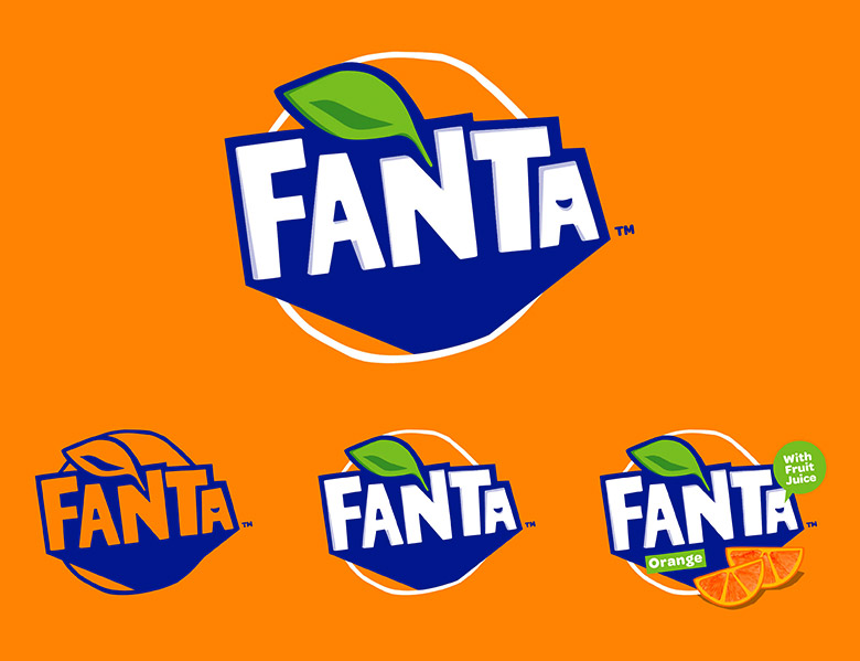 芬达（FANTA）标志，芬达（FANTA）LOGO，芬达（FANTA）品牌形象设计，饮品包装设计，饮品品牌设计