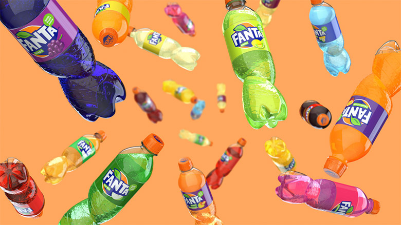 芬达（FANTA）标志，芬达（FANTA）LOGO，芬达（FANTA）品牌形象设计，饮品包装设计，饮品品牌设计