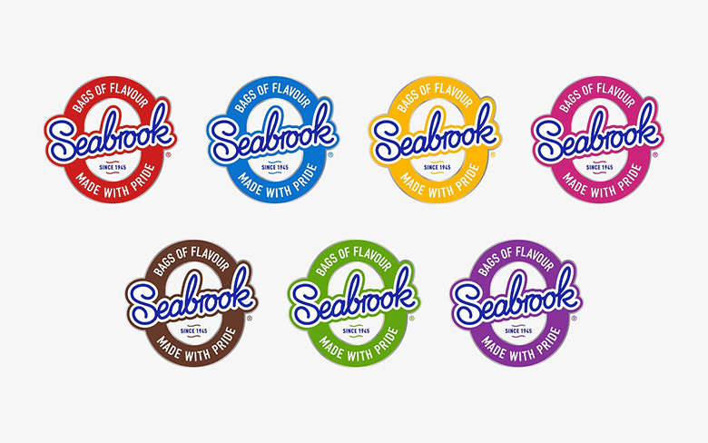 Seabrook薯片LOGO，Seabrook薯片标志，知名薯片品牌设计，薯片品牌包装设计，食品品牌形象设计